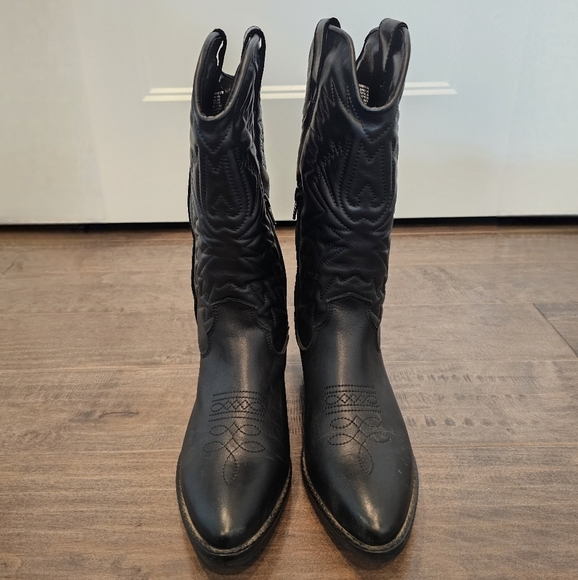 Steve Madden Hayward Women's Black Western Leather Boots Sz 9 - Picture 3 of 10